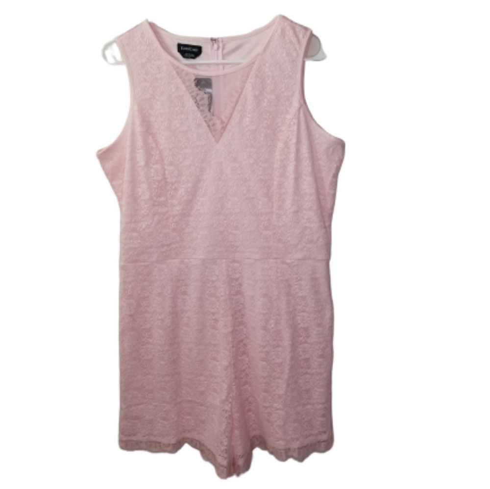 BEBE Pale Pink Lace Romper NWT - Picture 3 of 7
